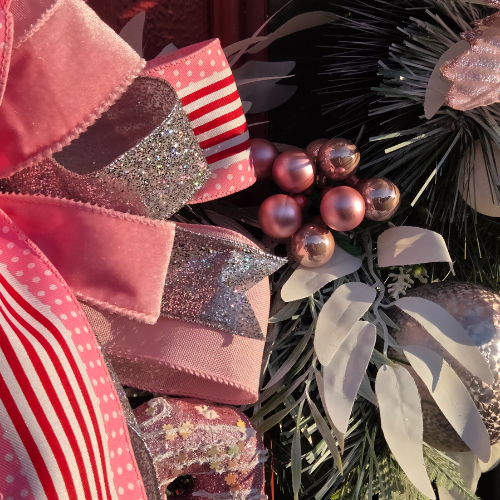 Large deluxe Pink Candy Christmas Door / Wall Wreath, pink Candy Cane style