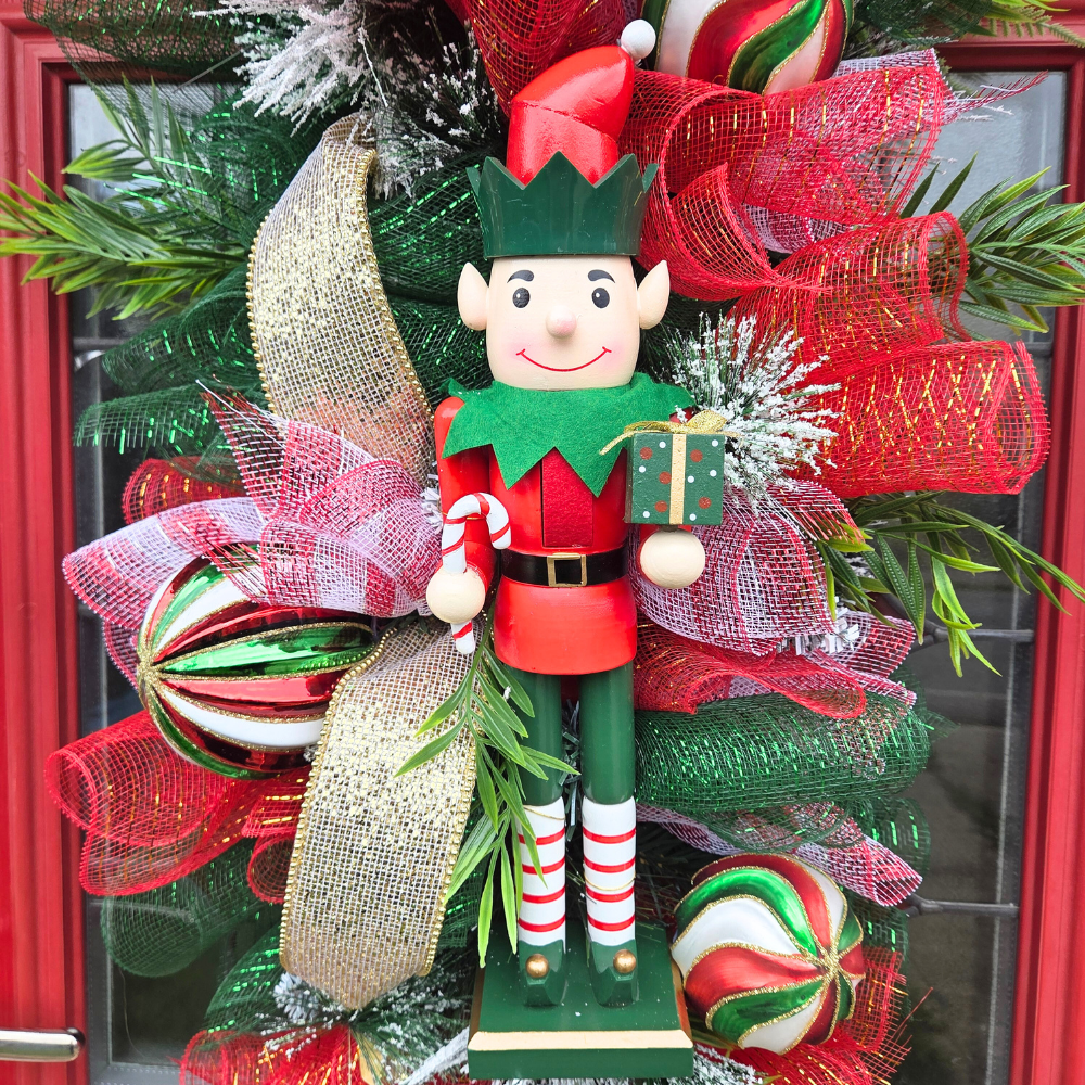 Large deluxe door swag, Red, White and Green Nutcracker theme , luxury Christmas decor