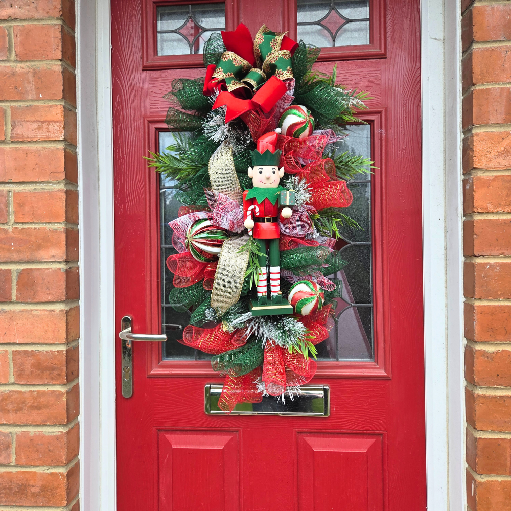 Large deluxe door swag, Red, White and Green Nutcracker theme , luxury Christmas decor