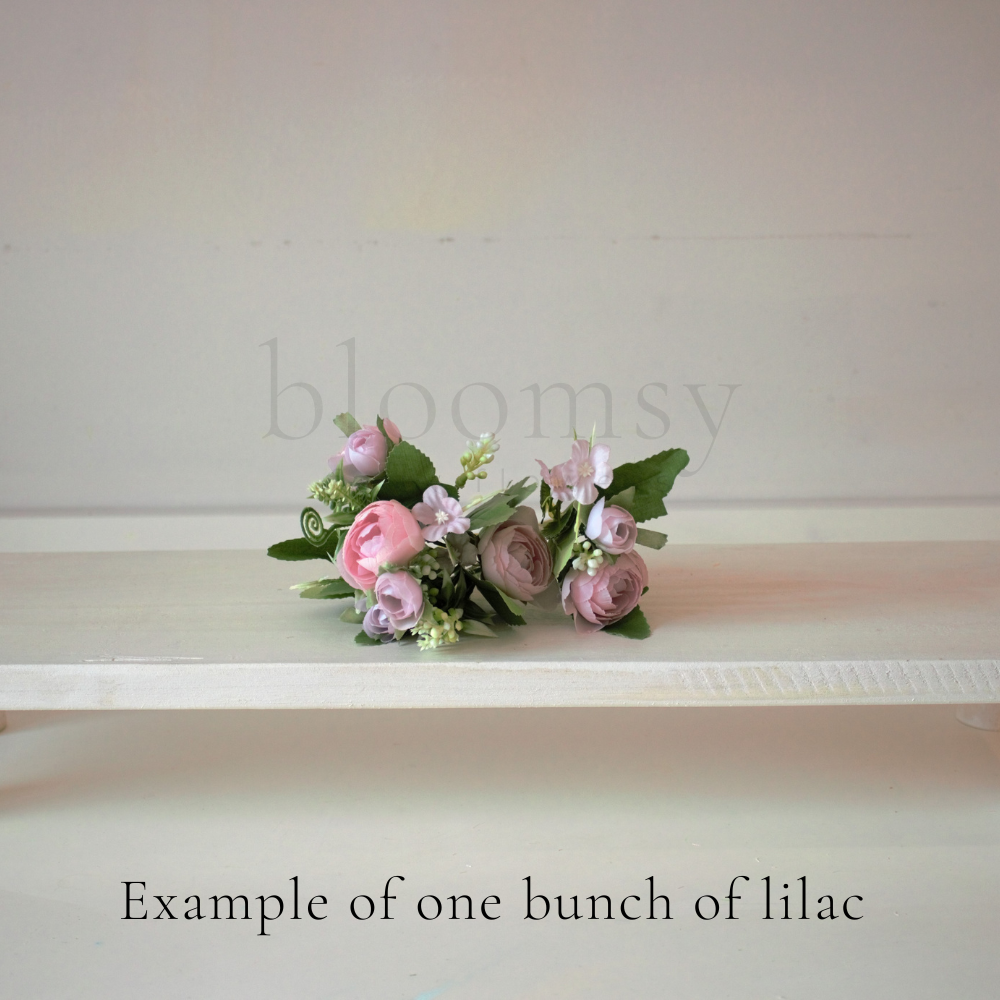 The Lilac Bloomsy Box - Mixed bunch of lilac silk flowers with foliage