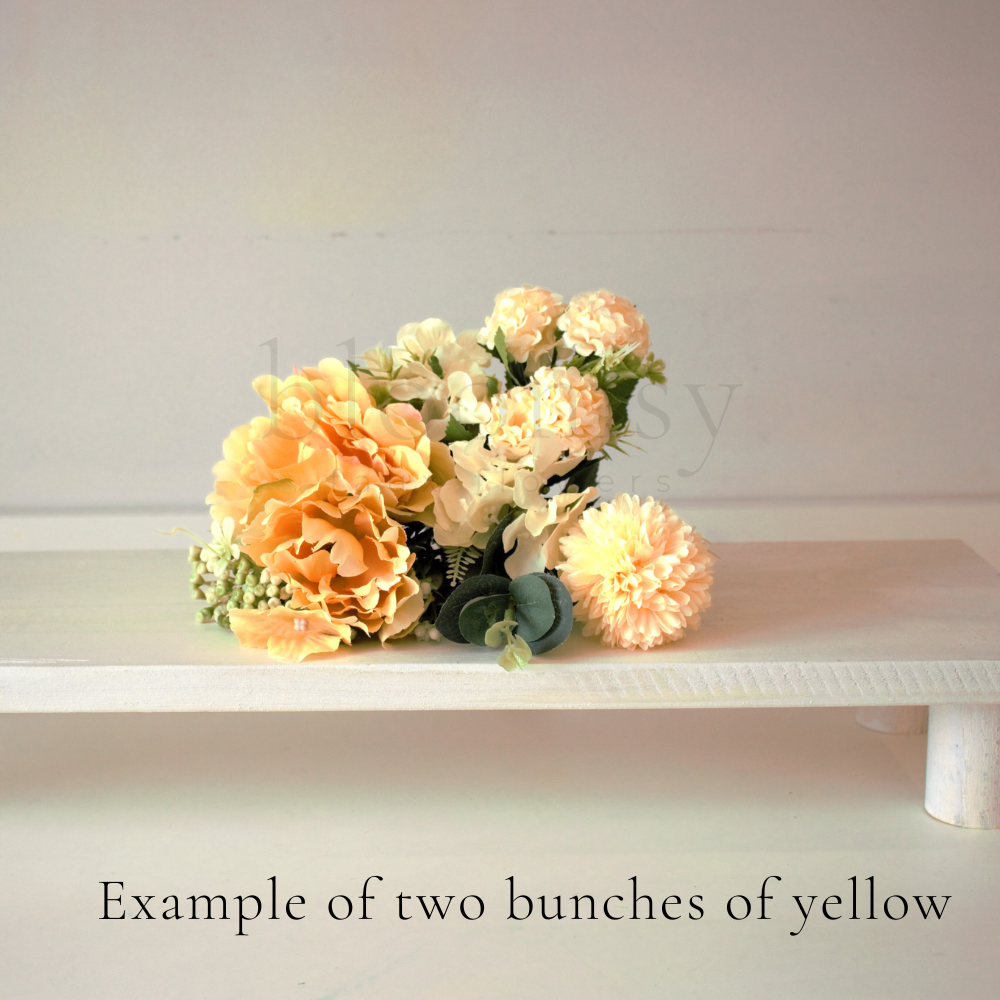 The Yellow Bloomsy Box- Mixed bunch of yellow silk flowers with foliage
