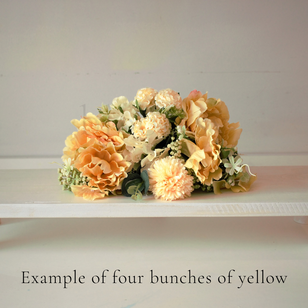 The Yellow Bloomsy Box- Mixed bunch of yellow silk flowers with foliage