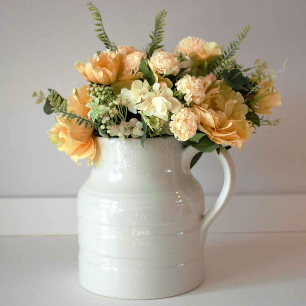 The Yellow Bloomsy Box- Mixed bunch of yellow silk flowers with foliage