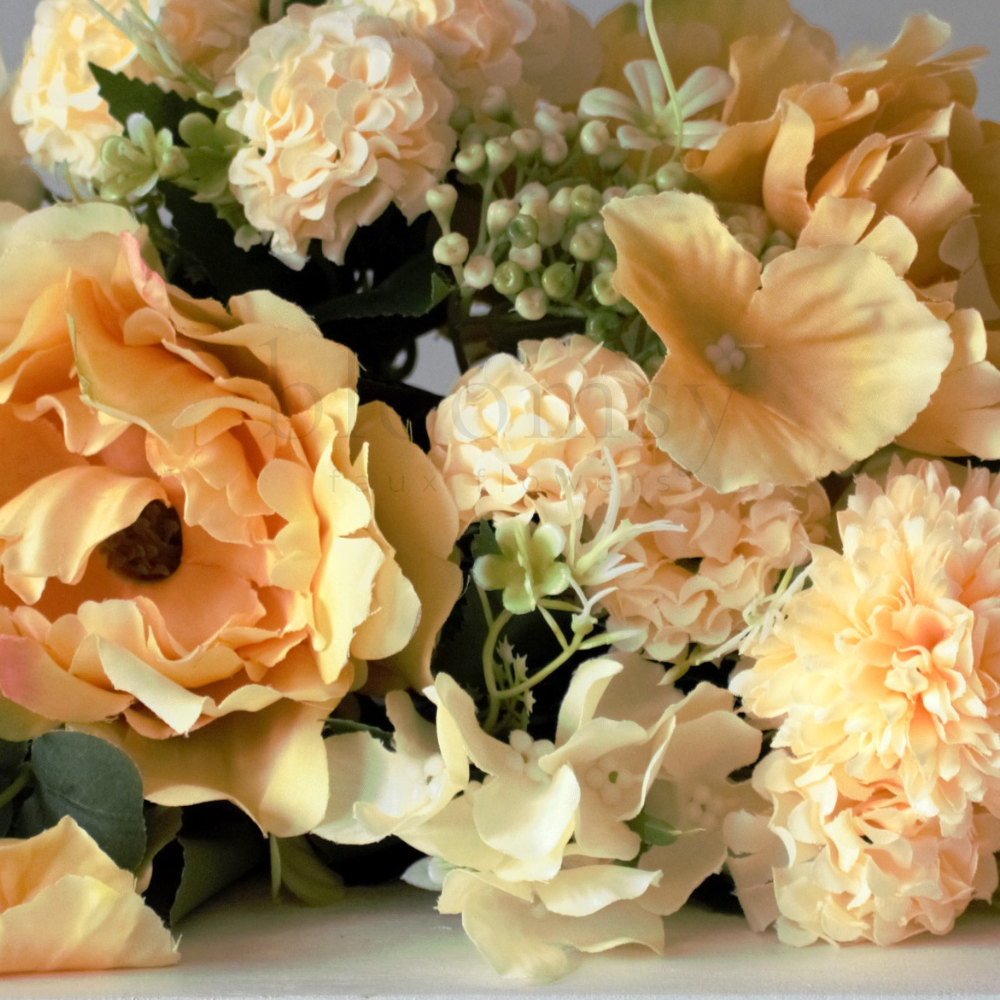 The Yellow Bloomsy Box- Mixed bunch of yellow silk flowers with foliage