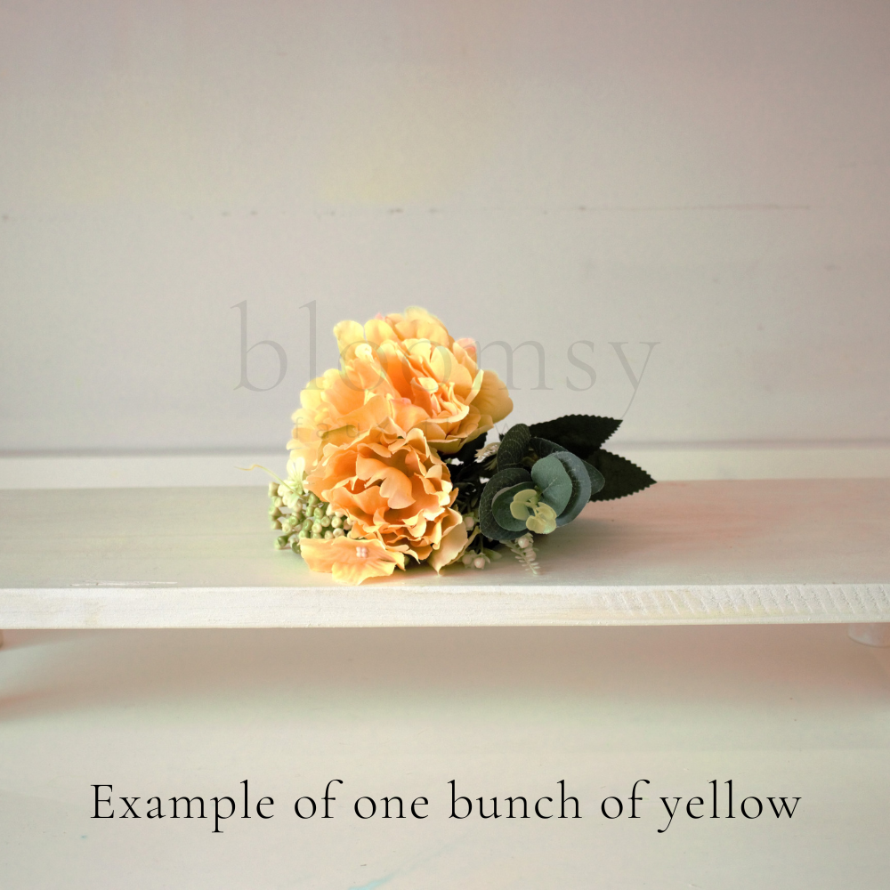 The Yellow Bloomsy Box- Mixed bunch of yellow silk flowers with foliage