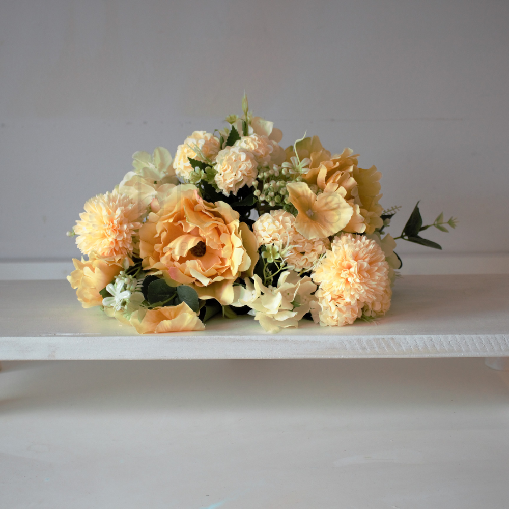 The Yellow Bloomsy Box- Mixed bunch of yellow silk flowers with foliage