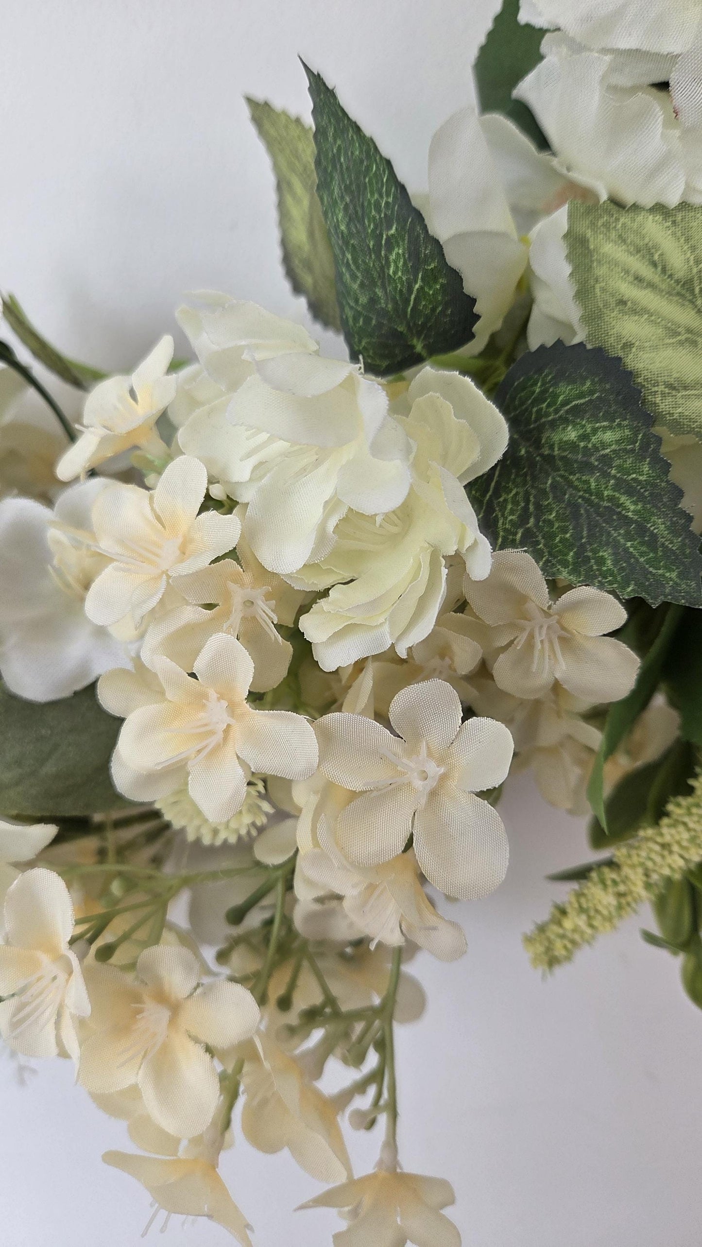 Ready Made 'Whimsy' White & Pale Yellow Door Wreath. Large 55cm door or wall wreath