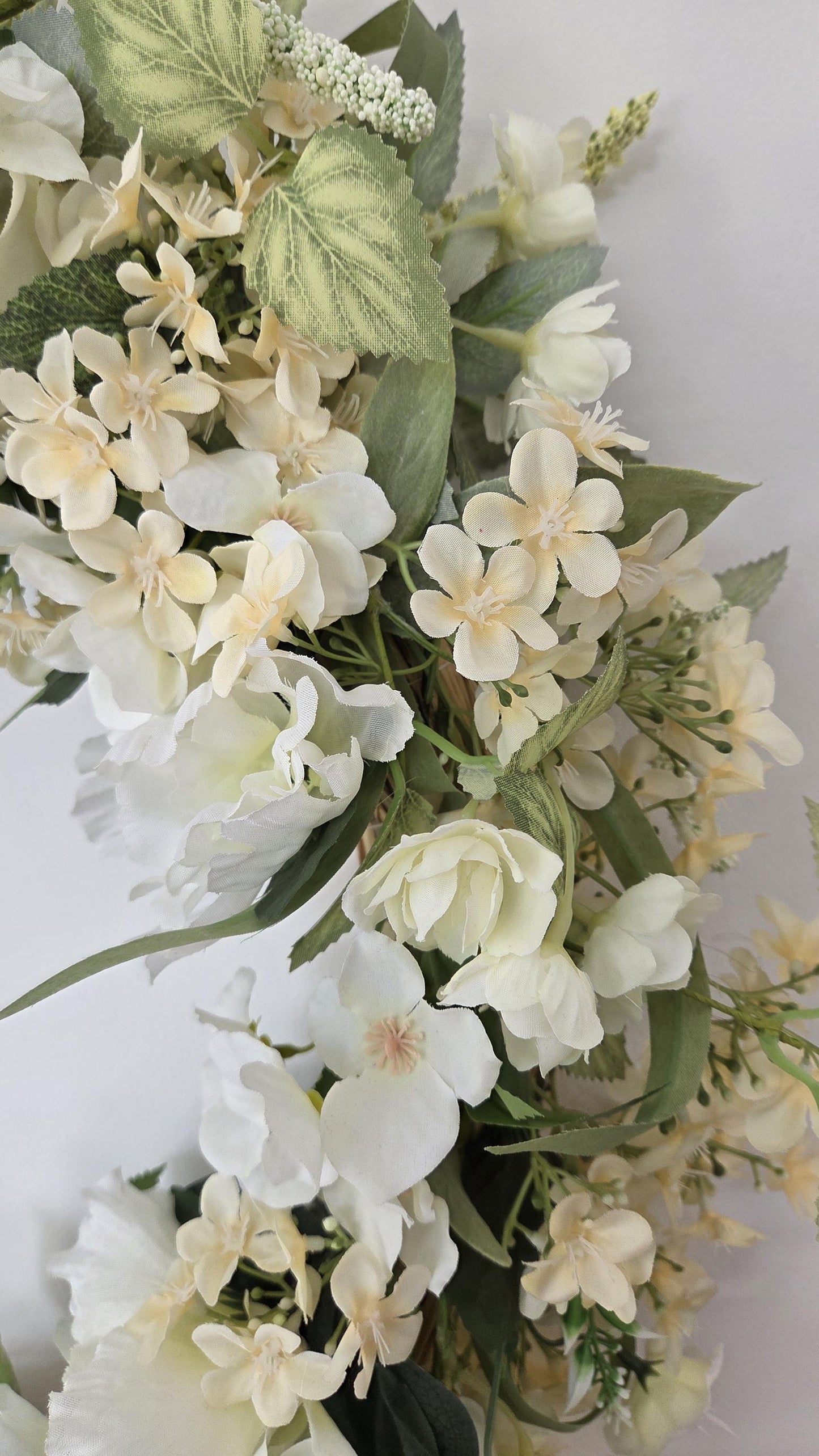 Ready Made 'Whimsy' White & Pale Yellow Door Wreath. Large 55cm door or wall wreath