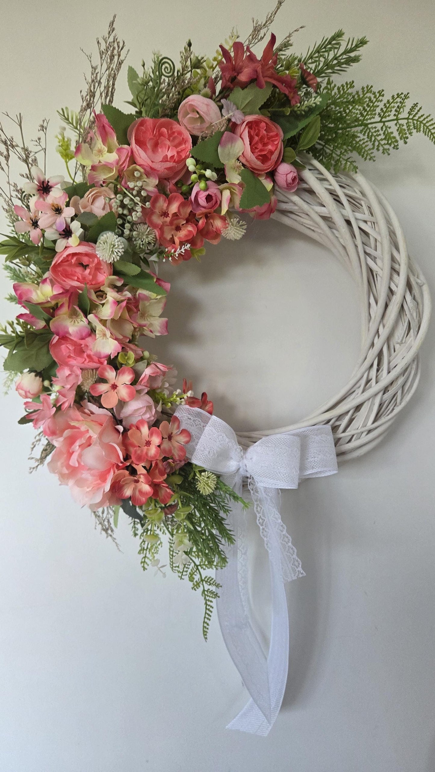 Ready Made 'Summer Dreams' Door Wreath. Large 50cm door or wall wreath on wicker base