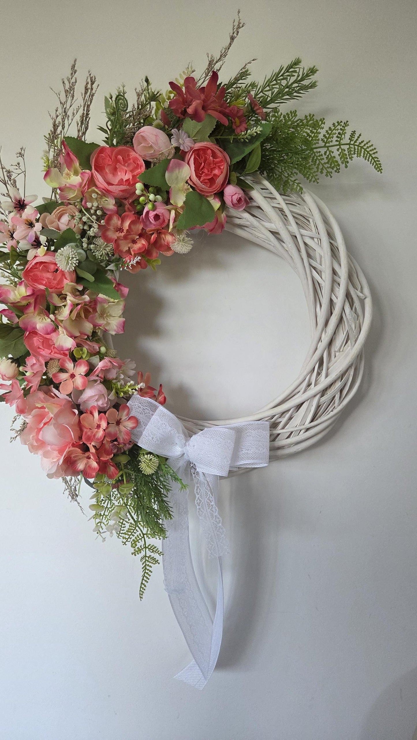 Ready Made 'Summer Dreams' Door Wreath. Large 50cm door or wall wreath on wicker base