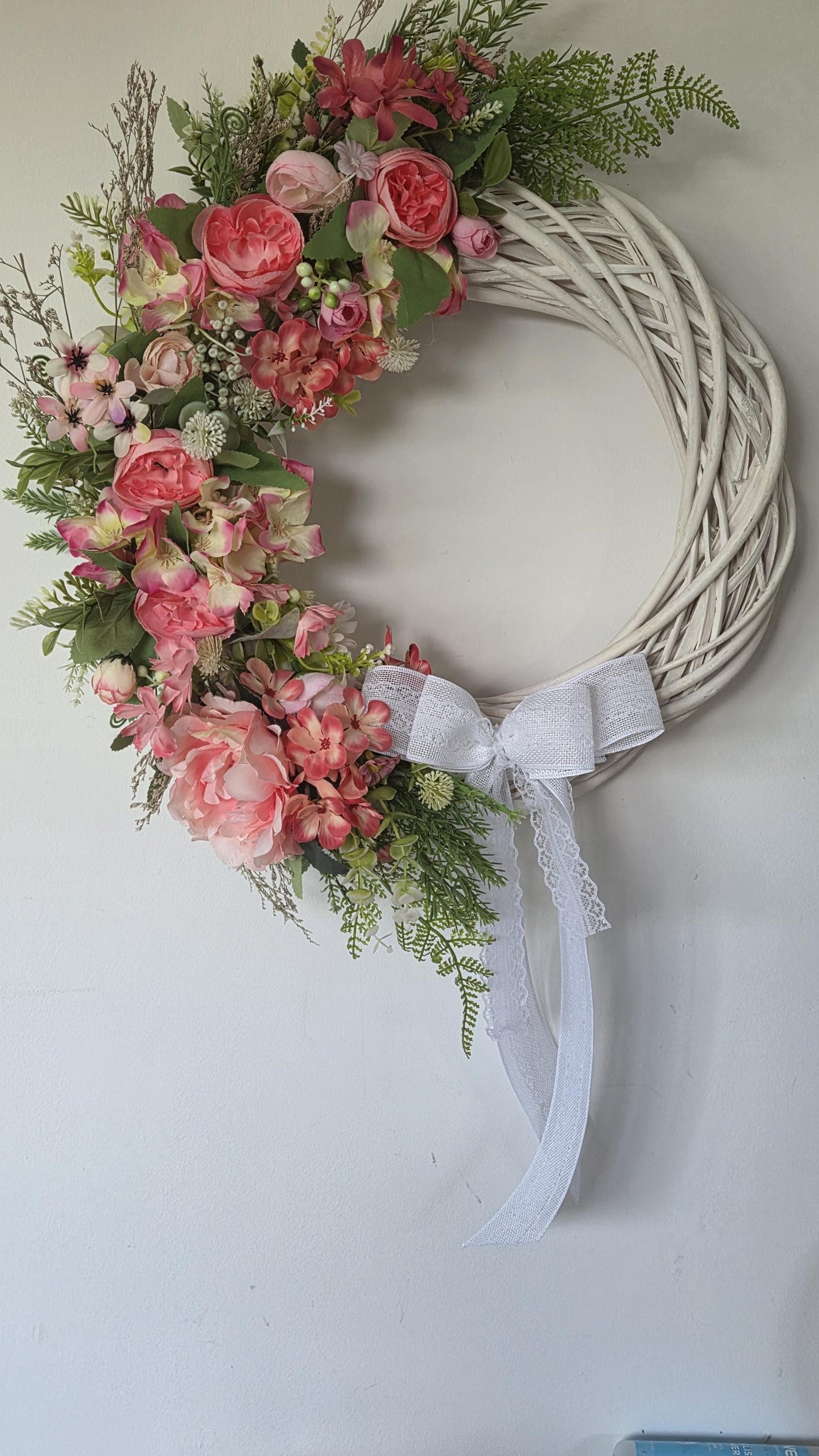 Ready Made 'Summer Dreams' Door Wreath. Large 50cm door or wall wreath on wicker base