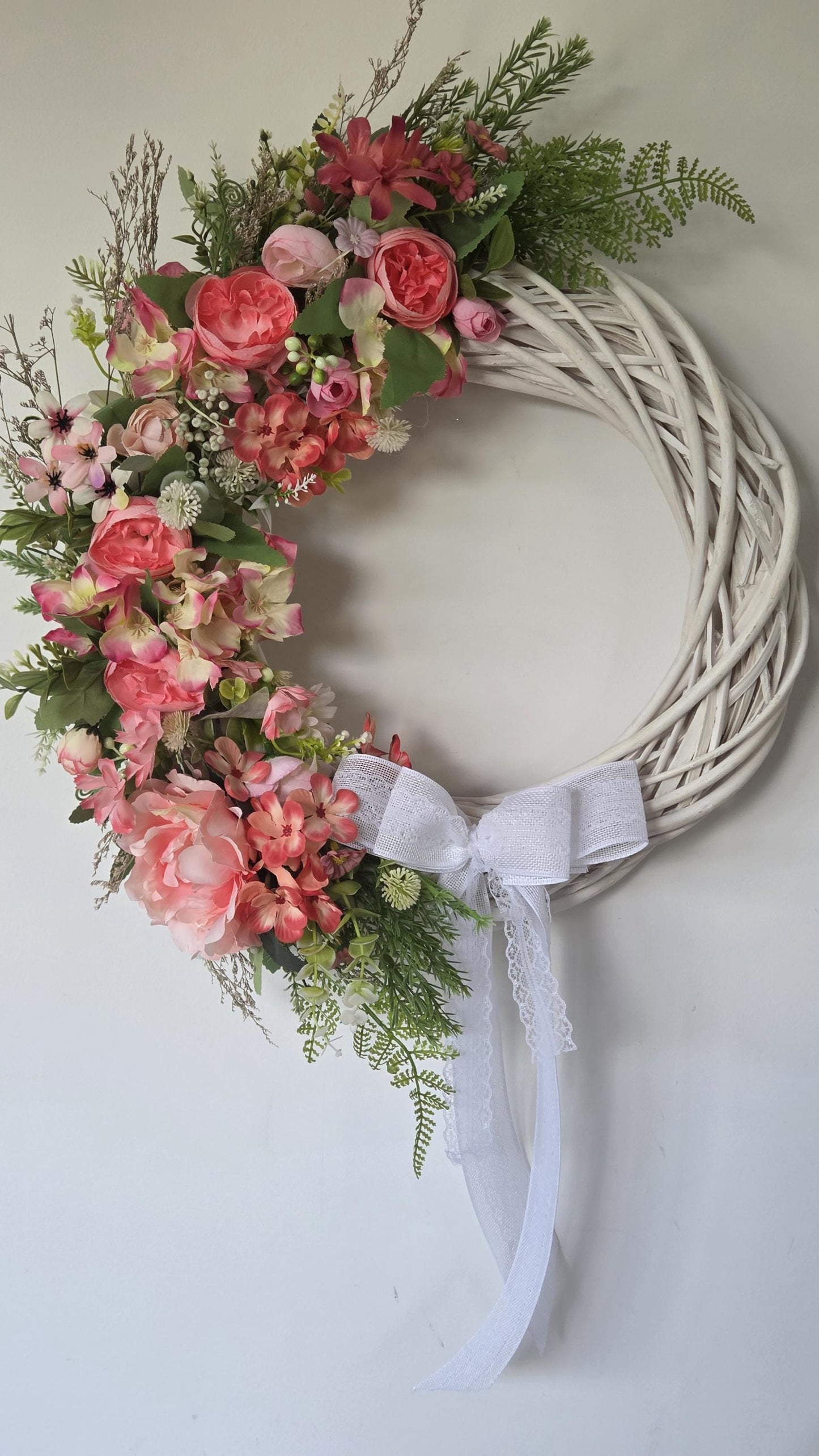 Ready Made 'Summer Dreams' Door Wreath. Large 50cm door or wall wreath on wicker base