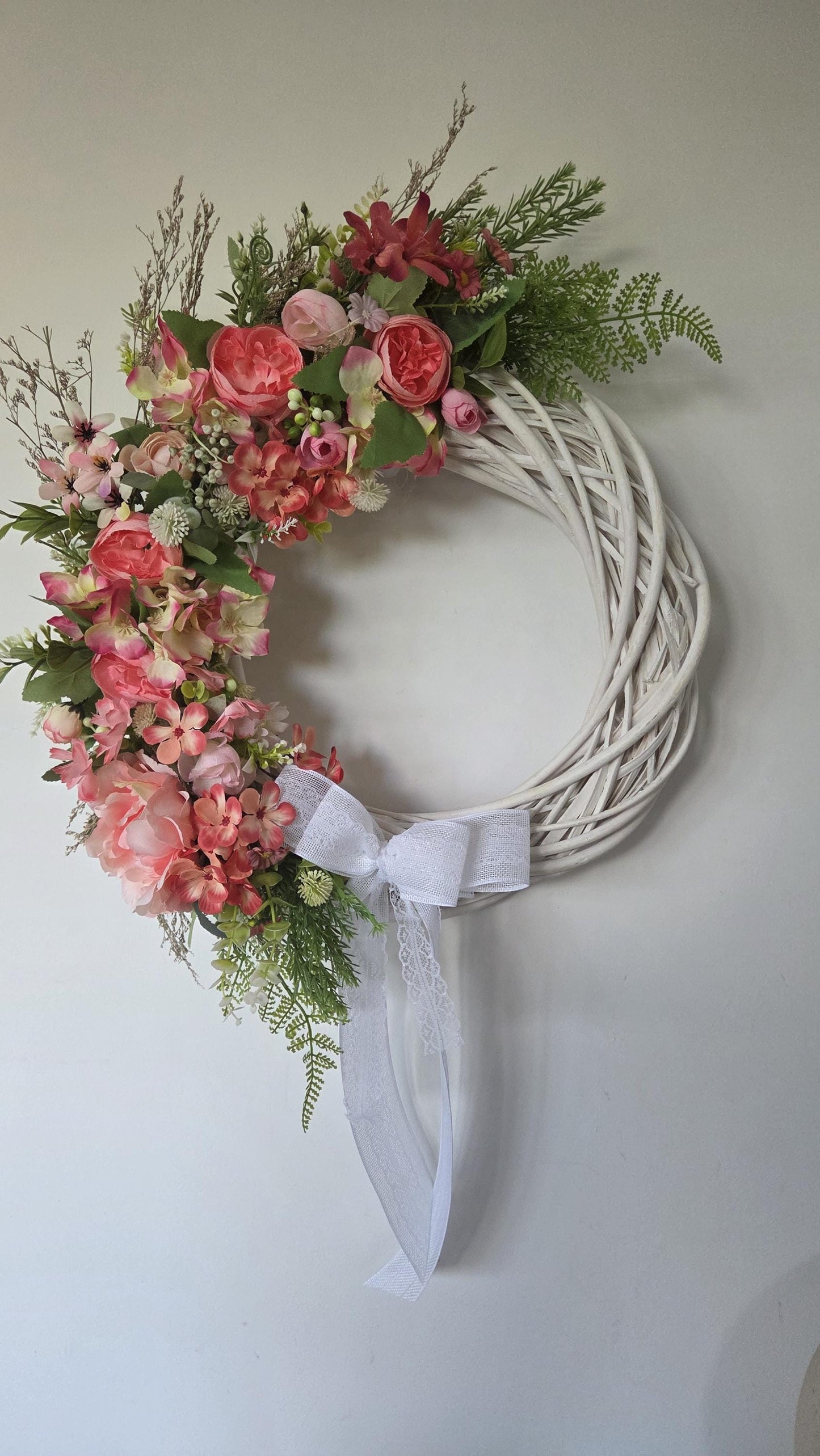 Ready Made 'Summer Dreams' Door Wreath. Large 50cm door or wall wreath on wicker base