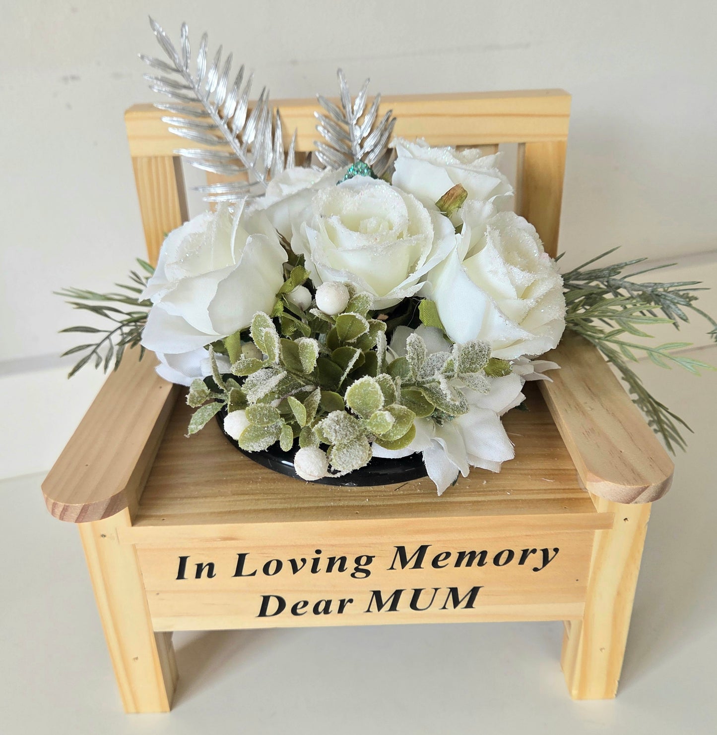 Memorial Flowers Bench for graveside. In Loving Memory.