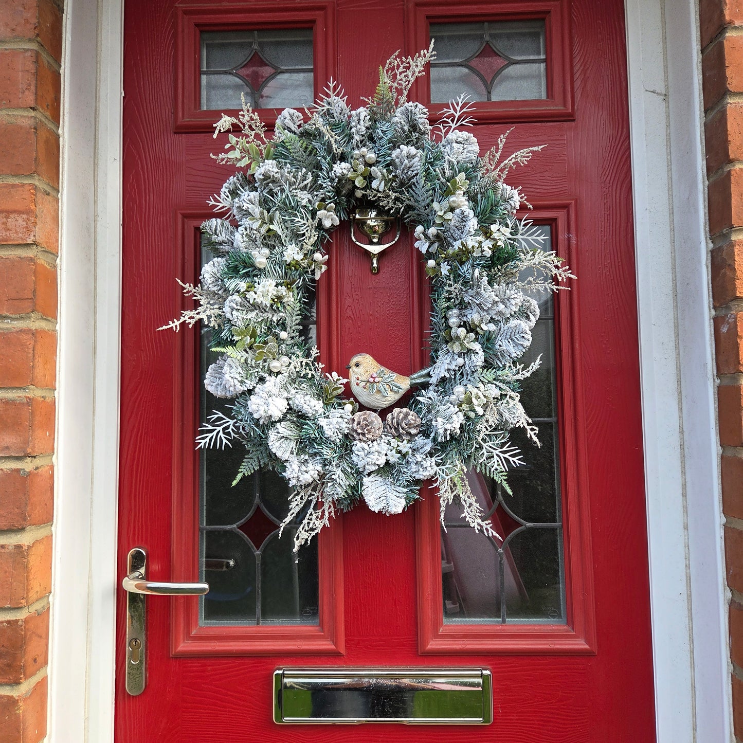 Deluxe Snowy Berry and Robin Christmas Wreath, luxury Christmas decor