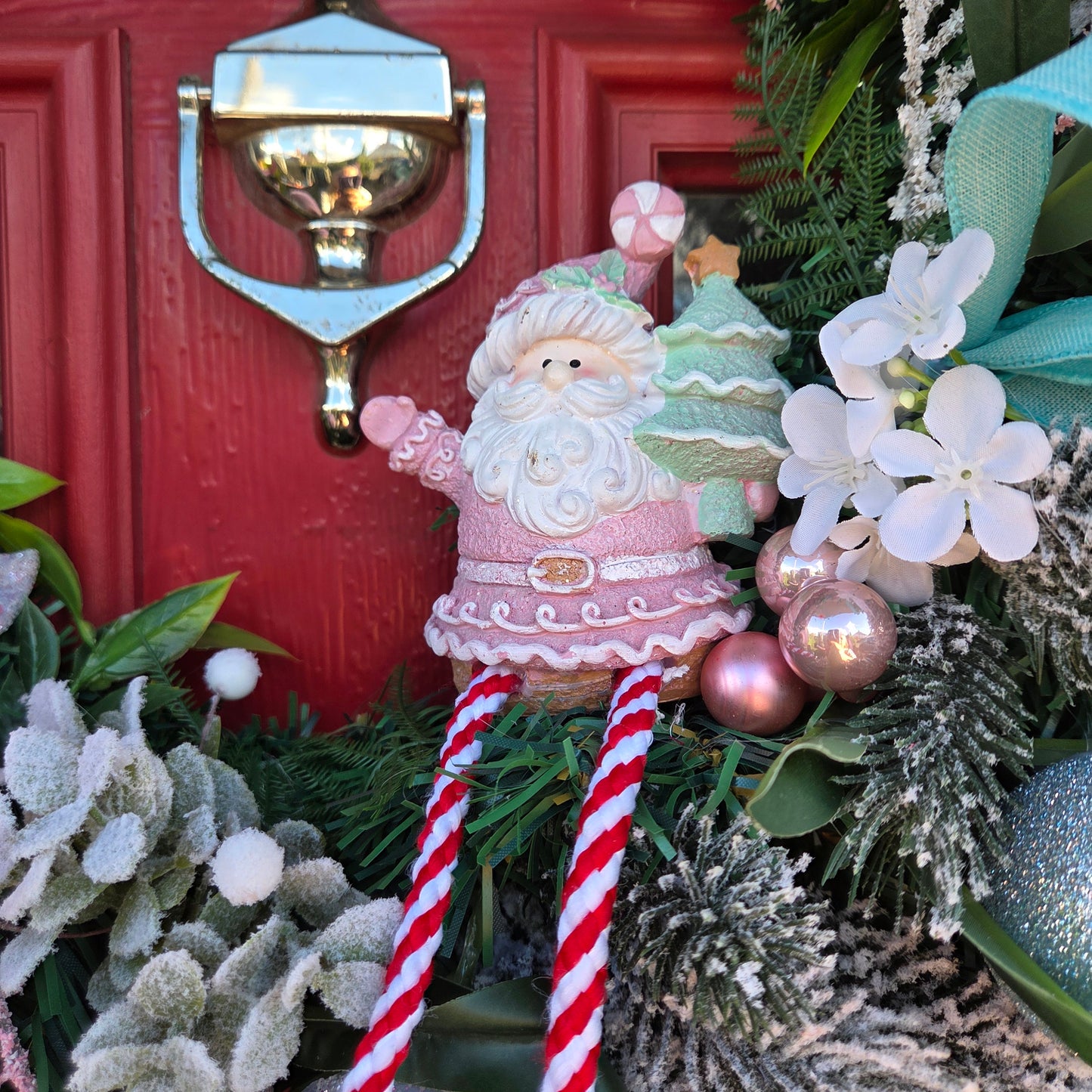 Deluxe Pink Santa Wreath, luxury Christmas decor