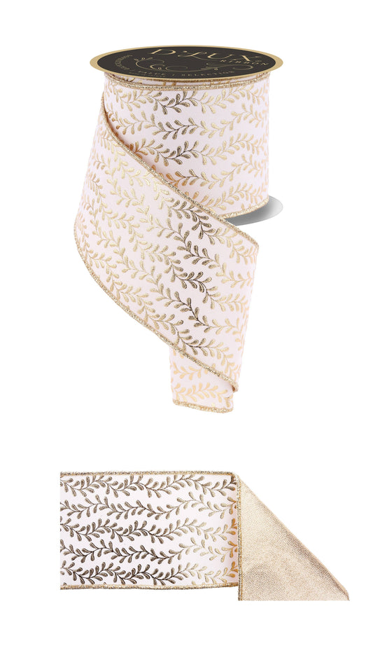 4"X10Yd Foil Leaf Garland/Fused Ivory/Gold LX314377