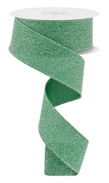 USA imported wired ribbon. Crystal Shine ribbon, 1.5" wide, in emerald green. Sold by the meter.