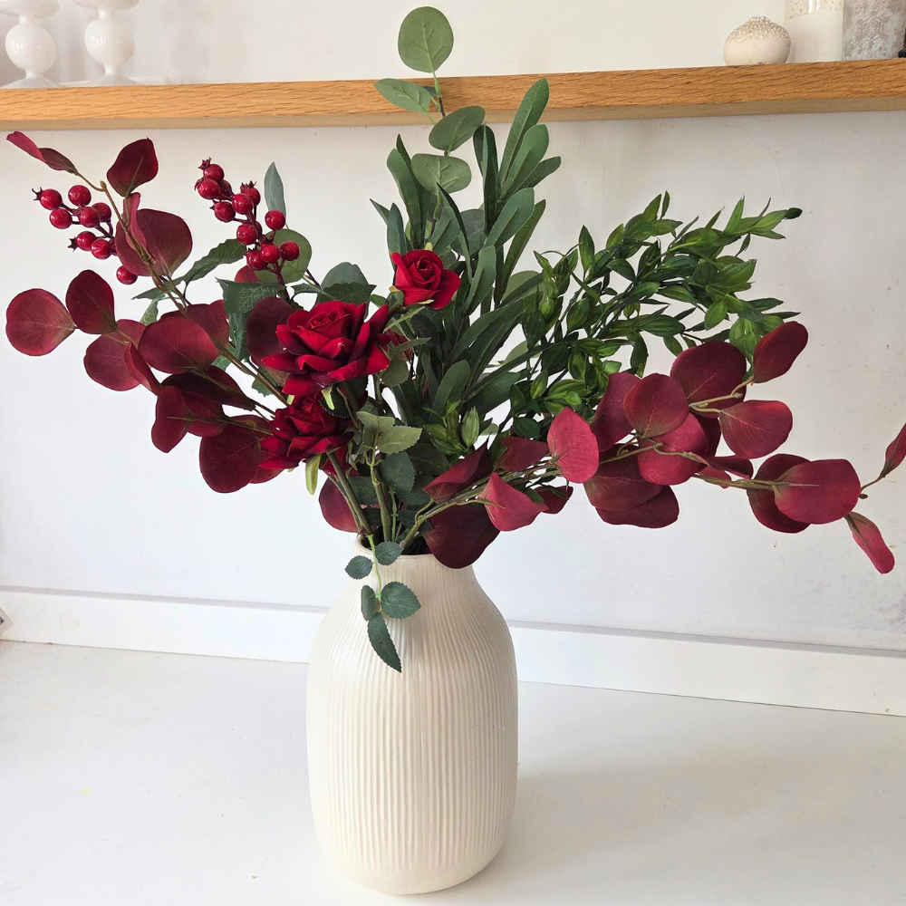Realistic Christmas foliage, flowers & berries boquet.  Luxury Christmas decor