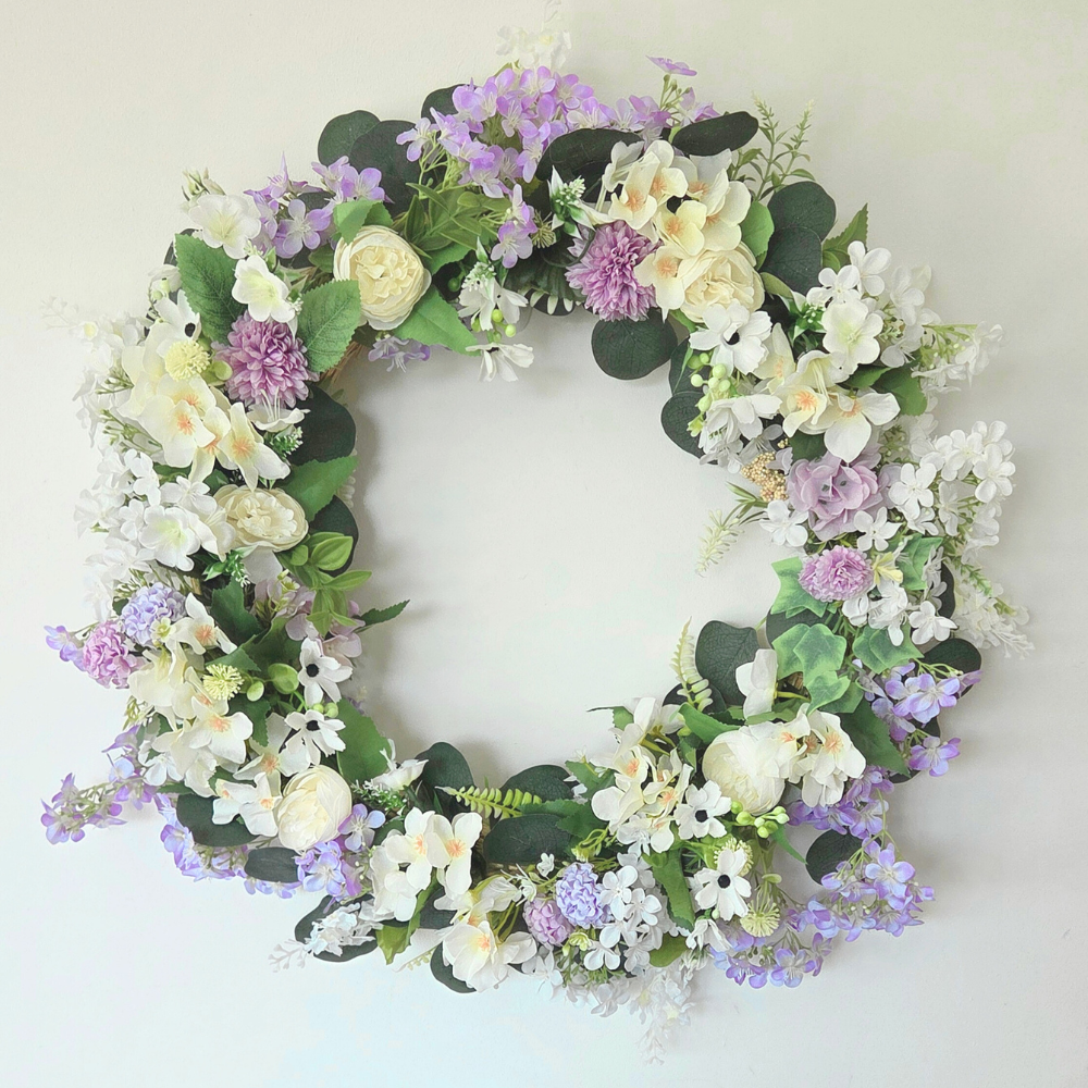 Large Lilac & White Door and Wall Wreath