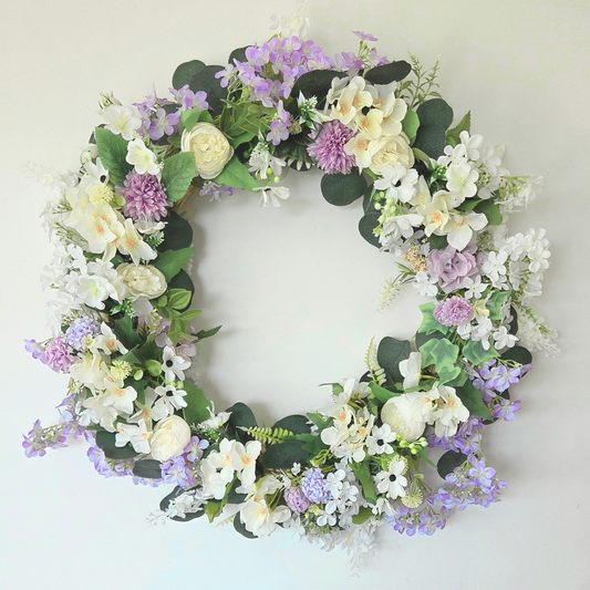 Large Lilac & White Door and Wall Wreath