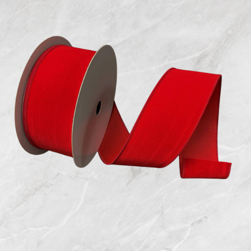 USA imported wired edge ribbon. 2.5" wide velvet ribbon in beautiful Christmas red colour.  Sold by the meter.