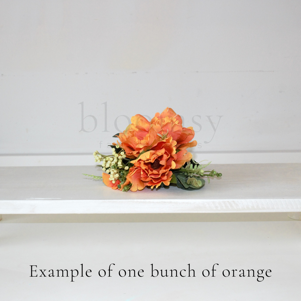 The Orange Bloomsy Box - Mixed bunch of orange silk flowers with foliage