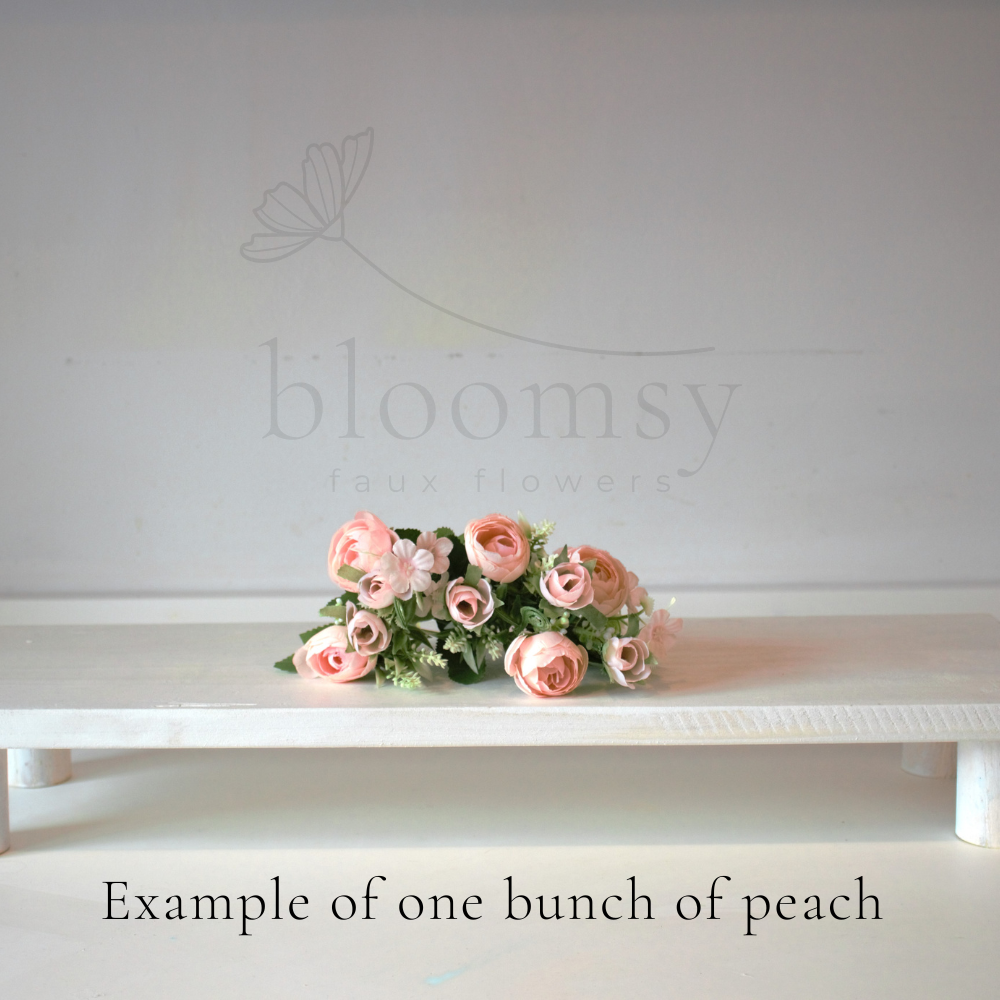 The Peach Bloomsy Box  - Mixed bunch of peach silk flowers with foliage