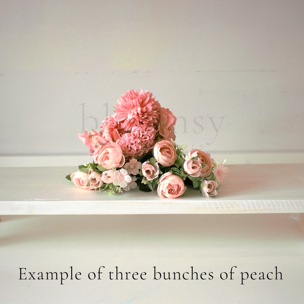The Peach Bloomsy Box  - Mixed bunch of peach silk flowers with foliage