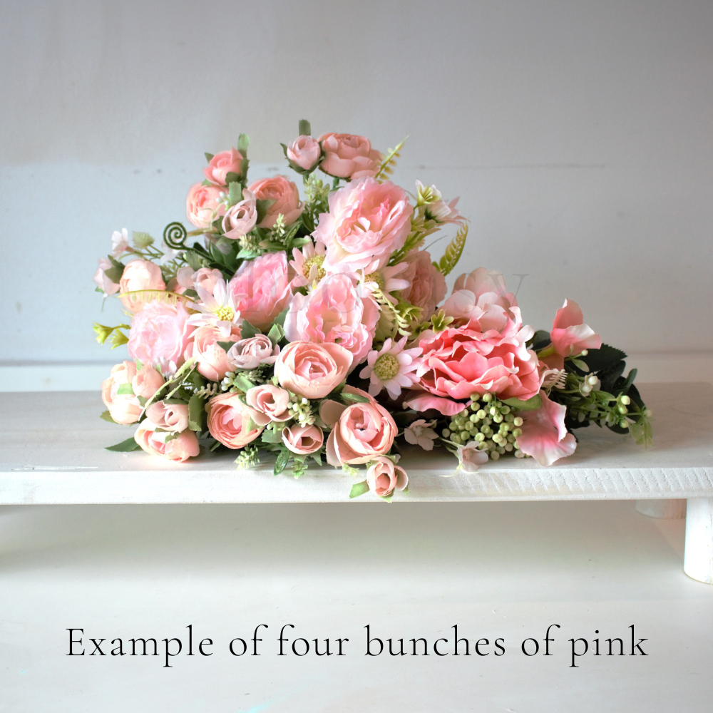 The Pink Bloomsy Box - Mixed bunch of pink silk flowers with foliage