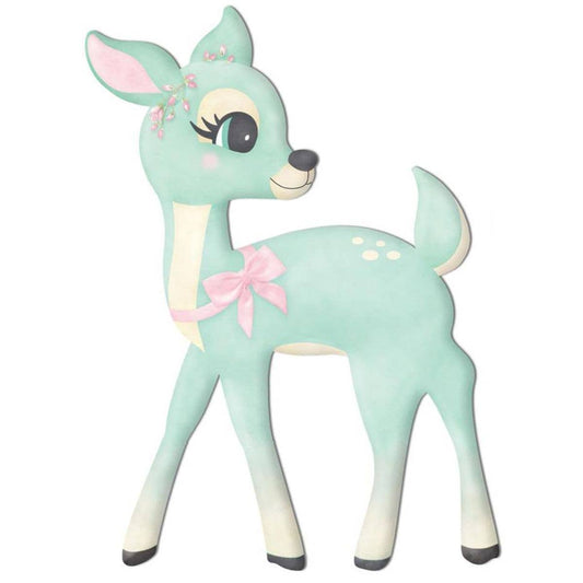 USA imported Metal Embossed Deer sign, measures 9.5"LX13"H.  Perfect for your Christmas decor or wreath making