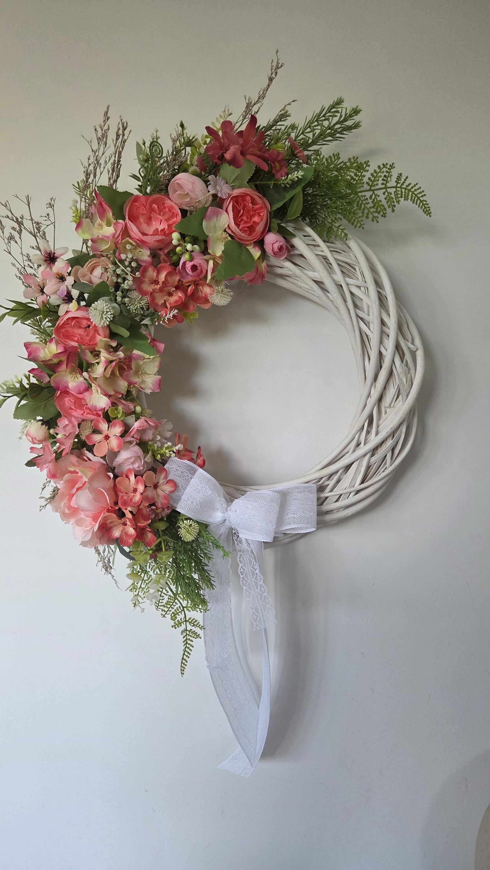 Ready Made 'Summer Dreams' Door Wreath. Large 50cm door or wall wreath on wicker base
