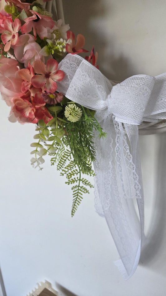 Ready Made 'Summer Dreams' Door Wreath. Large 50cm door or wall wreath on wicker base