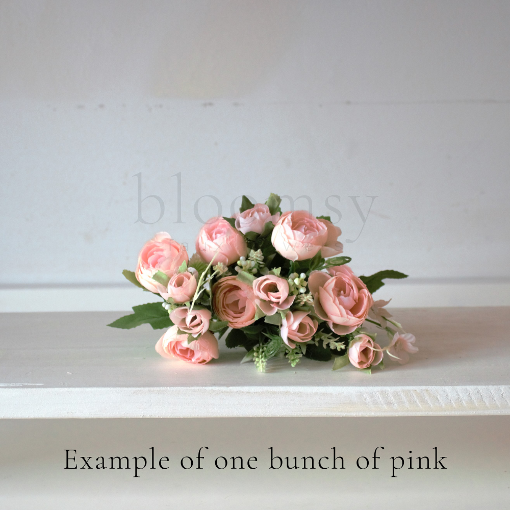 The Pink Bloomsy Box - Mixed bunch of pink silk flowers with foliage