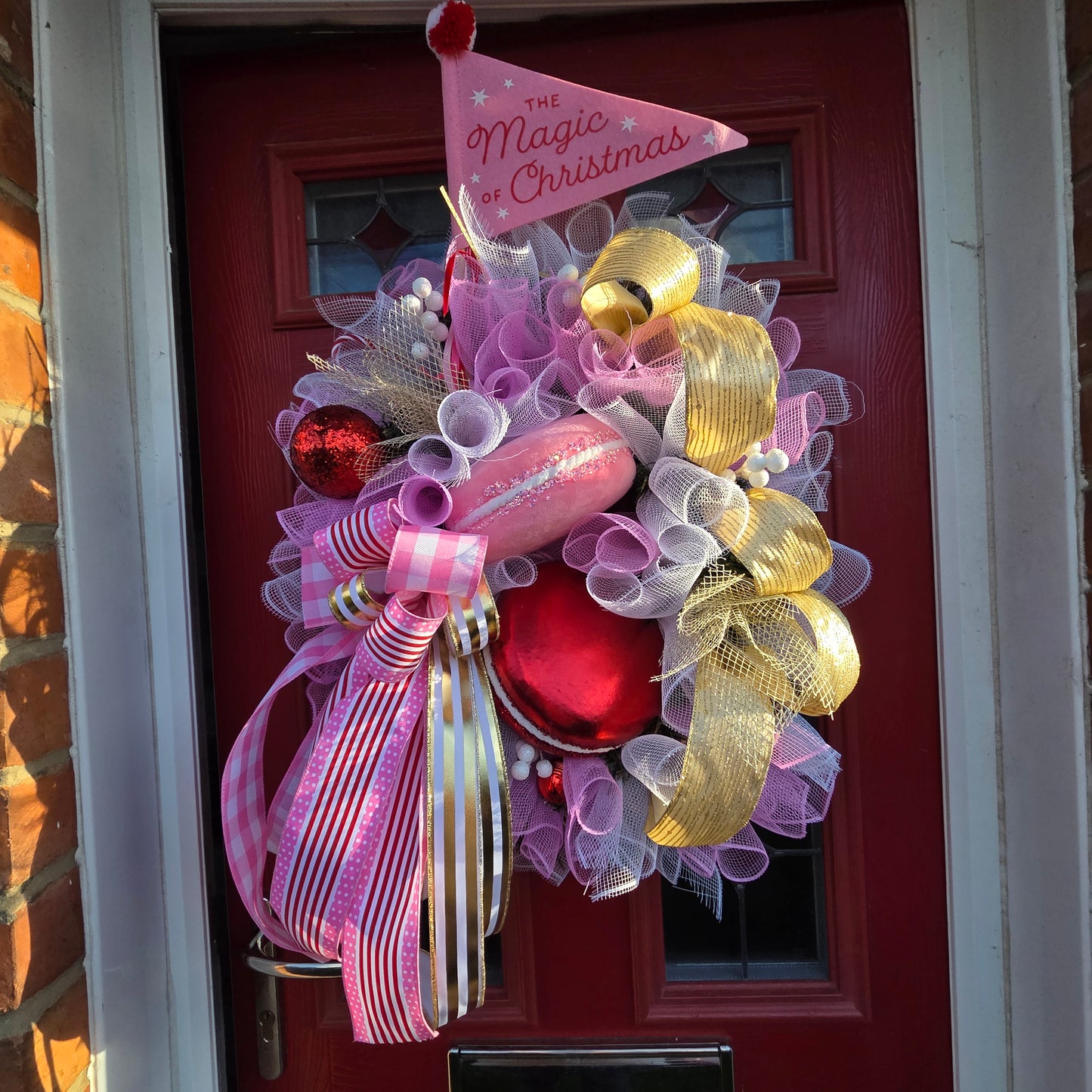 Deluxe Pink, Red and Gold Sweetie Wreath, luxury Christmas decor