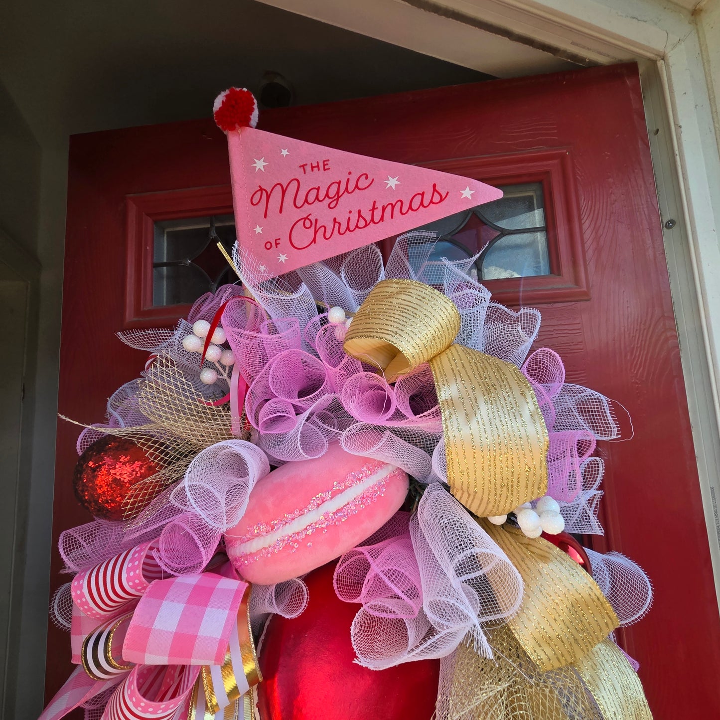 Deluxe Pink, Red and Gold Sweetie Wreath, luxury Christmas decor
