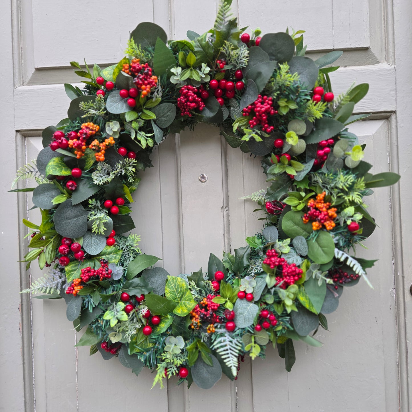 Deluxe Natural Red Berry Christmas Door / Wall Wreath, luxury Christmas decor
