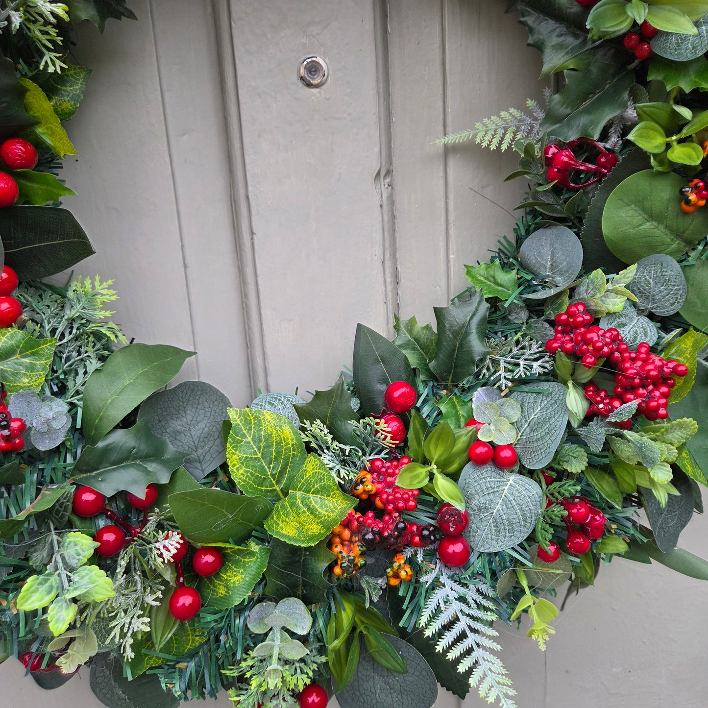 Deluxe Natural Red Berry Christmas Door / Wall Wreath, luxury Christmas decor