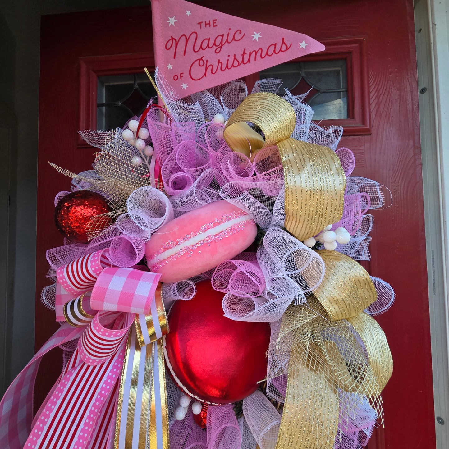 Deluxe Pink, Red and Gold Sweetie Wreath, luxury Christmas decor
