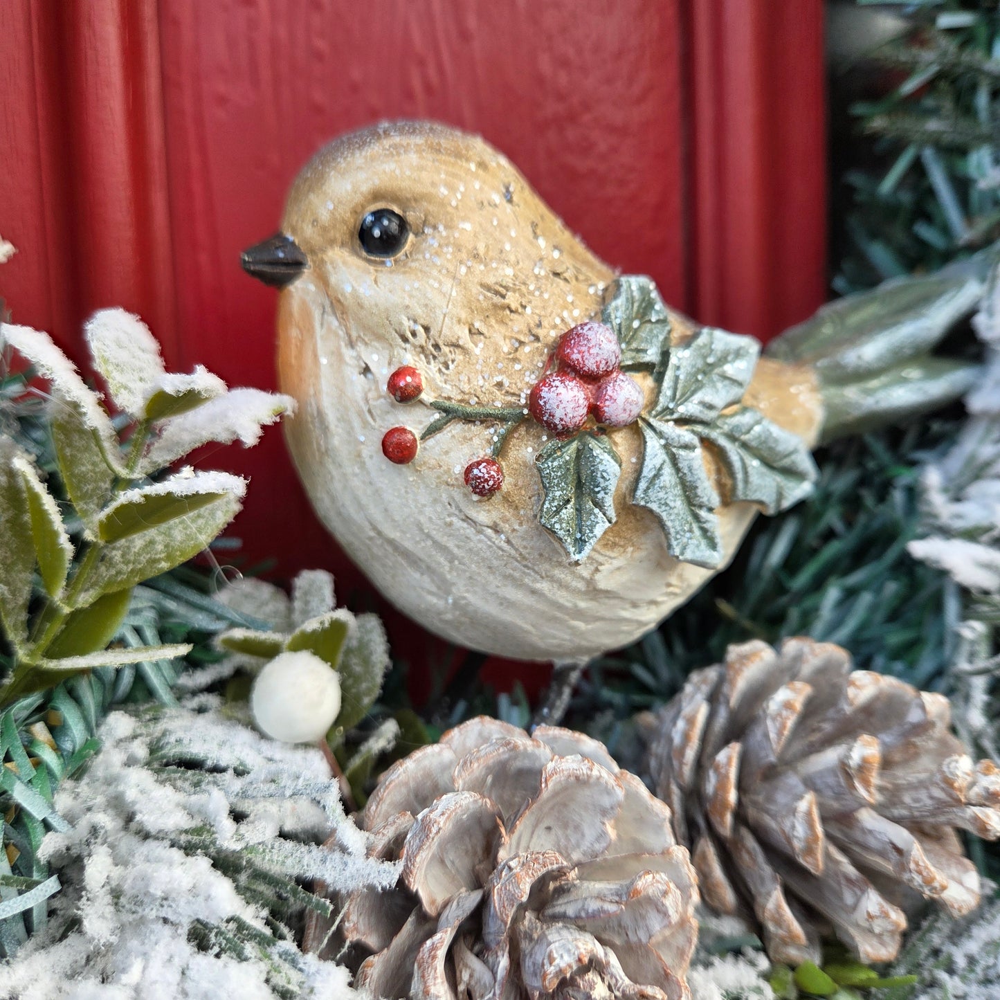 Deluxe Snowy Berry and Robin Christmas Wreath, luxury Christmas decor