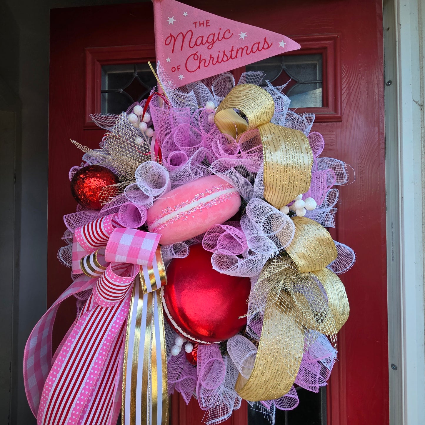 Deluxe Pink, Red and Gold Sweetie Wreath, luxury Christmas decor