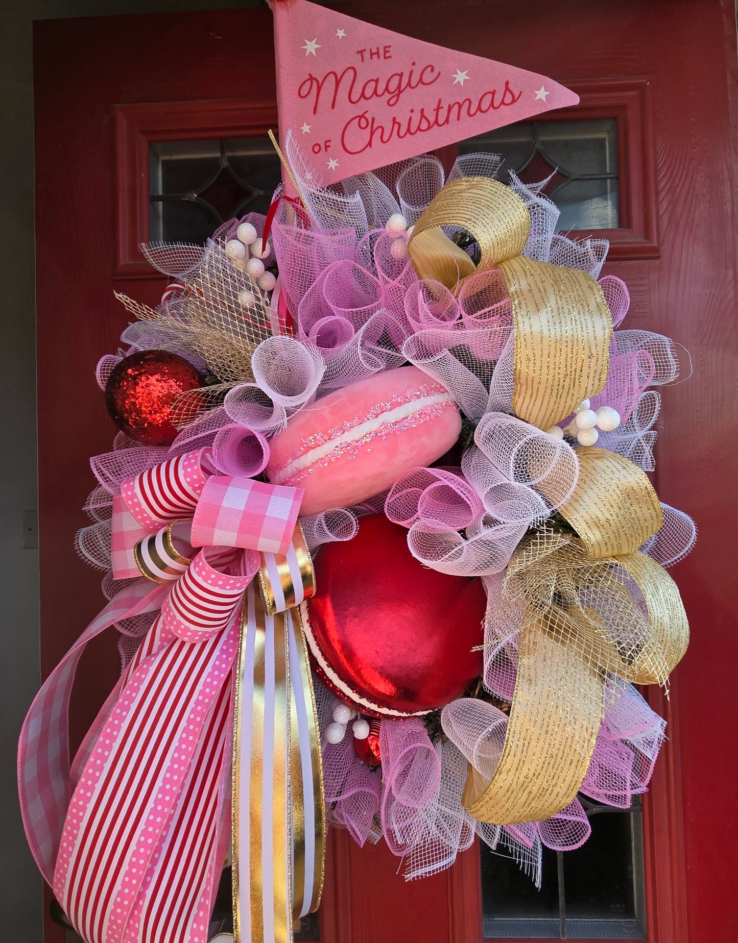 Deluxe Pink, Red and Gold Sweetie Wreath, luxury Christmas decor