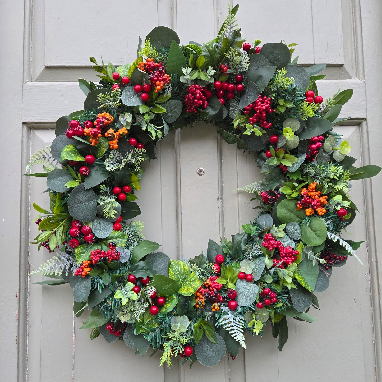 Deluxe Natural Red Berry Christmas Door / Wall Wreath, luxury Christmas decor