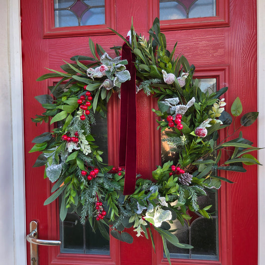 Deluxe Red Berry Wreath, luxury Christmas decor