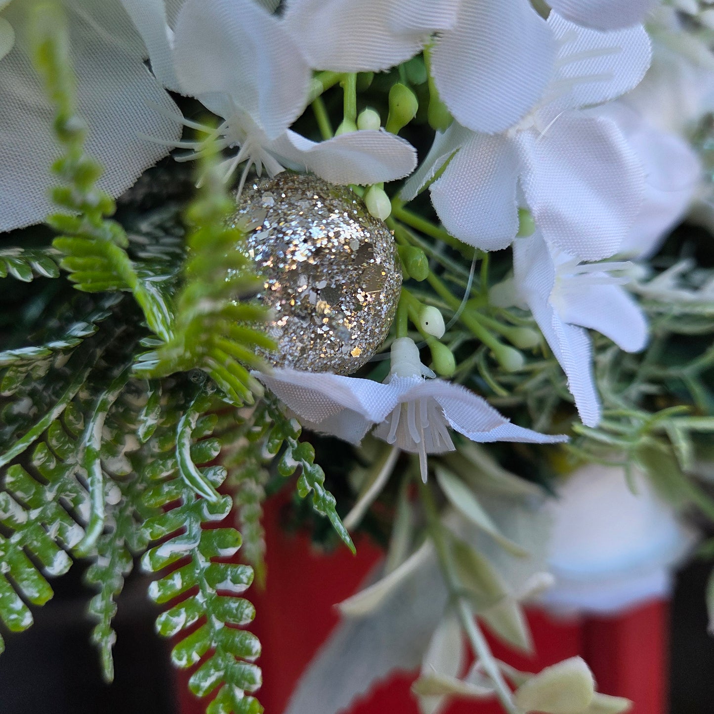 Deluxe Large White Rose and White Berry Christmas Wreath, luxury Christmas decor