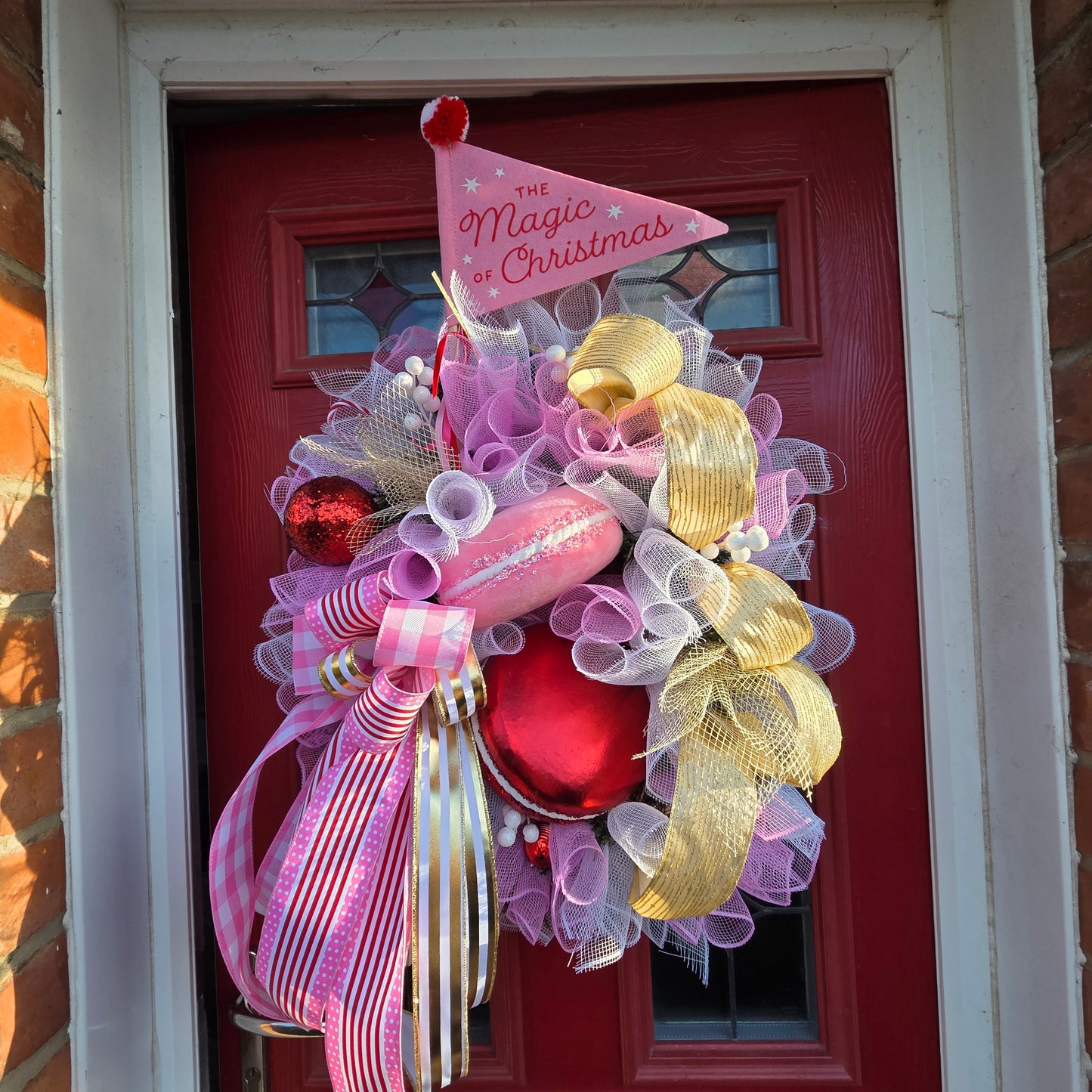 Deluxe Pink, Red and Gold Sweetie Wreath, luxury Christmas decor