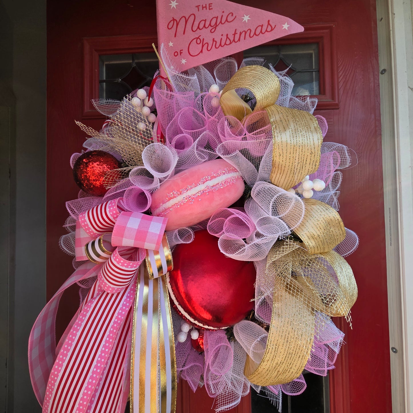 Deluxe Pink, Red and Gold Sweetie Wreath, luxury Christmas decor