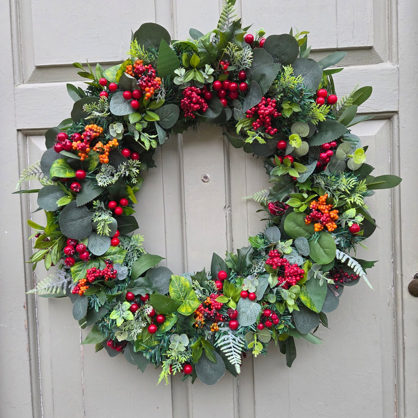 Deluxe Natural Red Berry Christmas Door / Wall Wreath, luxury Christmas decor
