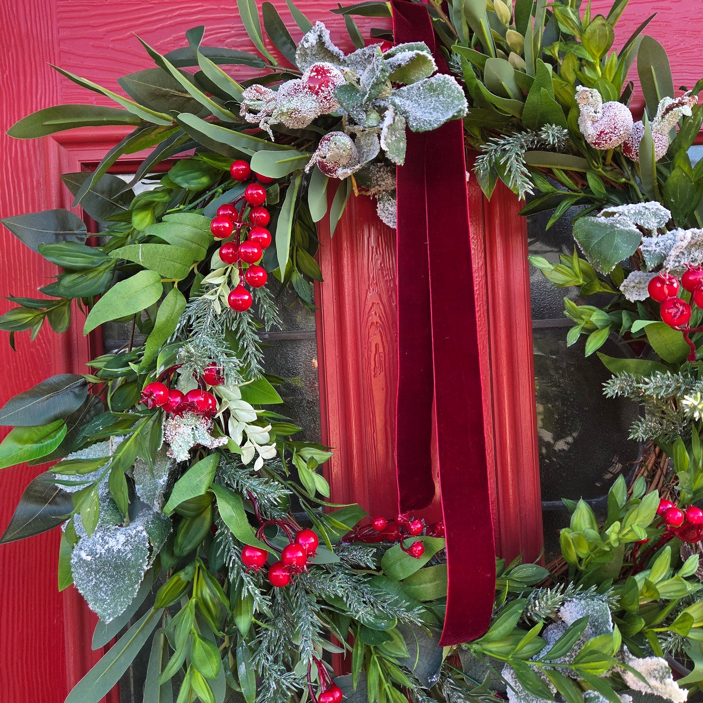 Deluxe Red Berry Wreath, luxury Christmas decor