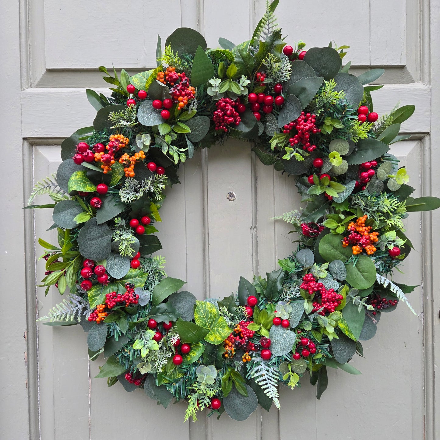 Deluxe Natural Red Berry Christmas Door / Wall Wreath, luxury Christmas decor